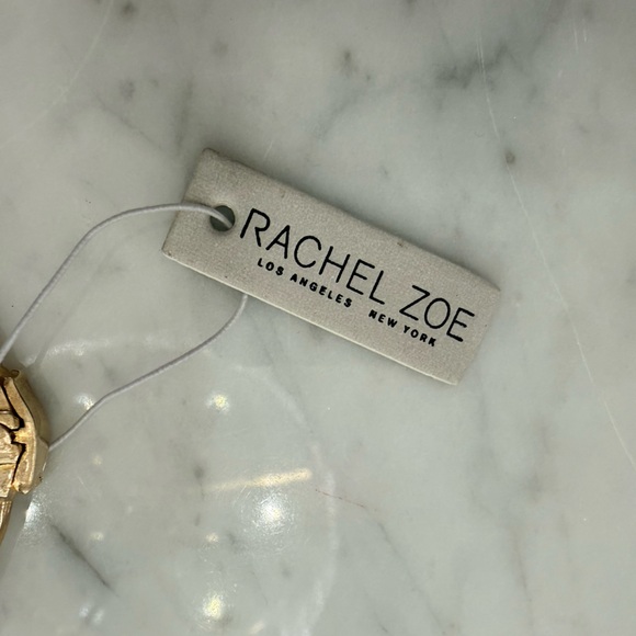 NEW Rachel Zoe 24K Gold Plate Onyx Clover Leaf Sterling Silver Bangle NWT HTF - Picture 5 of 6